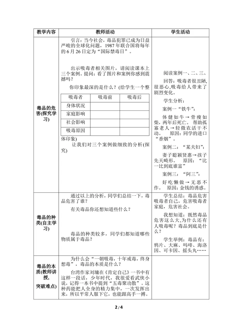 《《珍爱生命_拒绝毒品》优教教案_初中全科目同步习题+精品试卷（7-9年级）_25秋初中生物《同步习题+精品试卷》_初中生物试卷（冀少版）_《同步练习+教案学案》_七年级下册》第2页预览