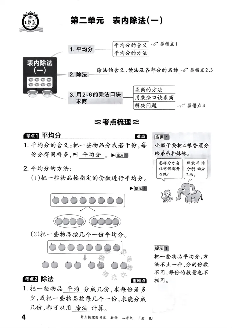 《023.24春人教版数学王朝霞考点梳理手册二年级下册关注：米妈家长圈_小学1-6年级全科全套_1-6年级全科下册_二年级_其他补充资料_数学人教版资料》第5页预览