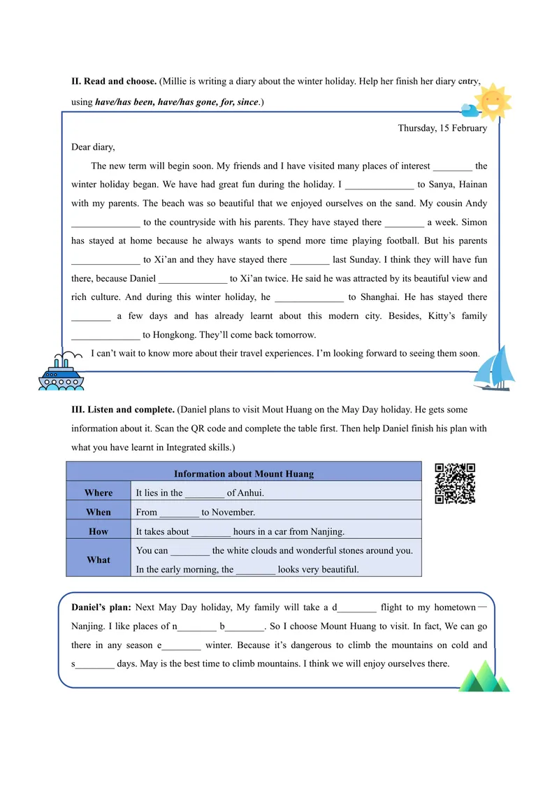 《初中英语八年级下册Unit2Travelling单元作业_0作业_初中全科目同步习题+精品试卷（7-9年级）_25秋初中英语《同步习题+精品试卷》_初中英语（译林版）试卷_《优秀作业单》_八年级》第2页预览