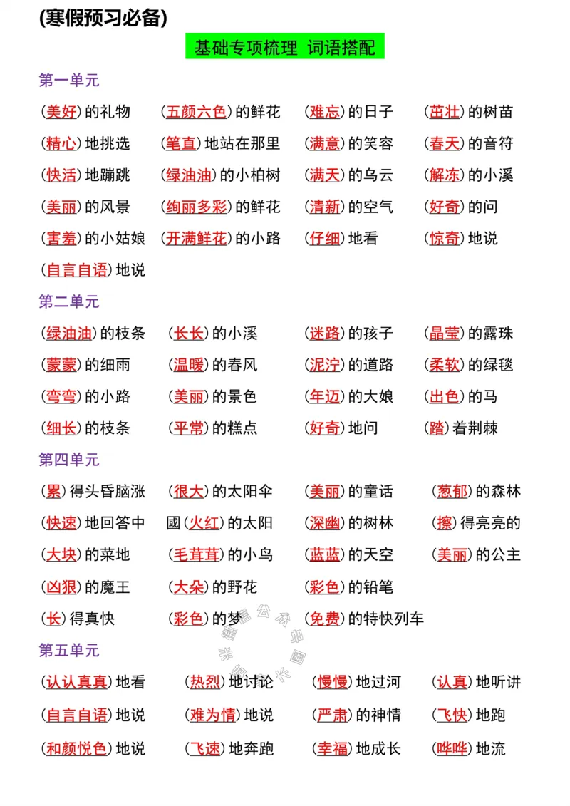 《050.二年级语文下册1-8单元字词专项梳理汇总公众号：米妈家长圈_小学1-6年级全科全套_1-6年级全科下册_二年级_其他补充资料_语文资料》第3页预览
