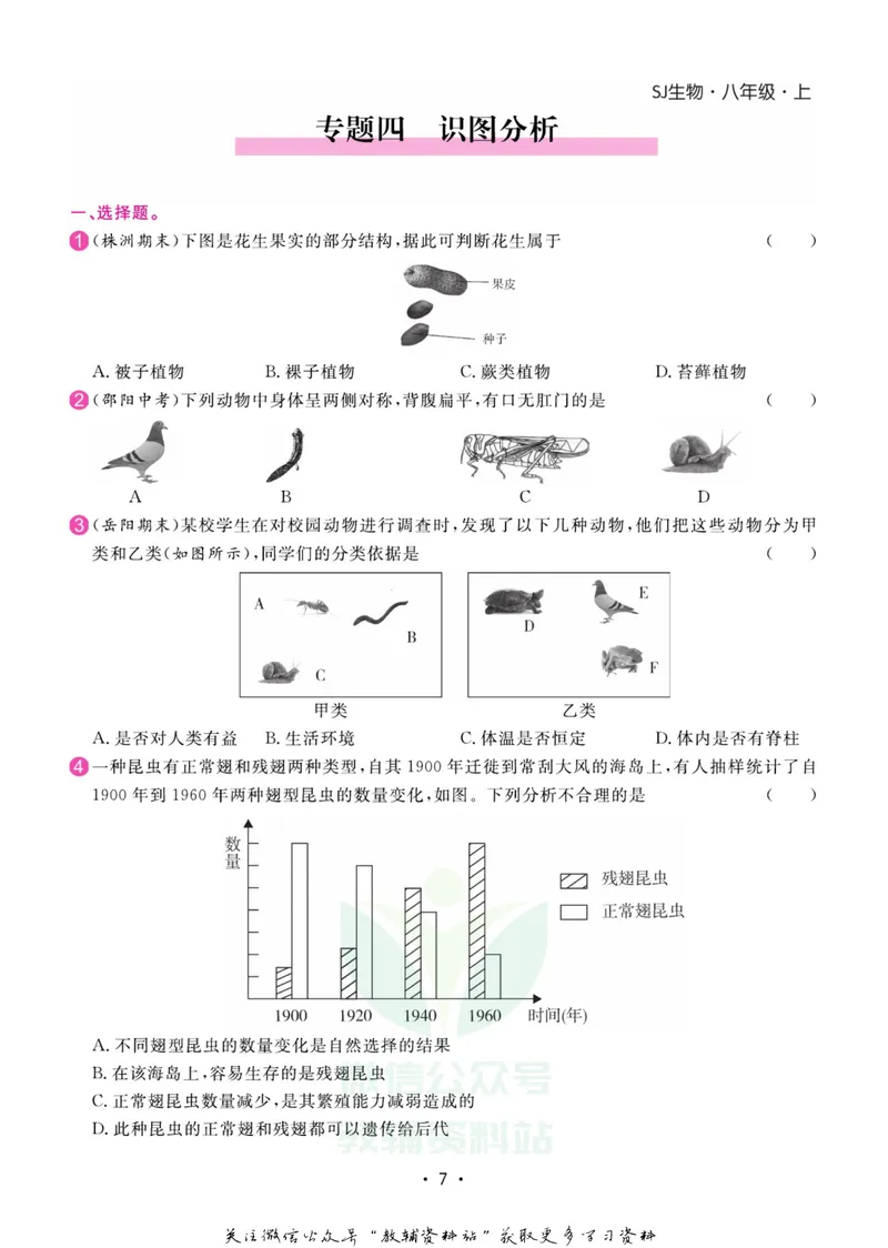《名师练+考八年级上册生物苏教版专题巩固特训_初中全科目同步习题+精品试卷（7-9年级）_25秋初中生物《同步习题+精品试卷》_初中生物试卷（苏教版）》第8页预览