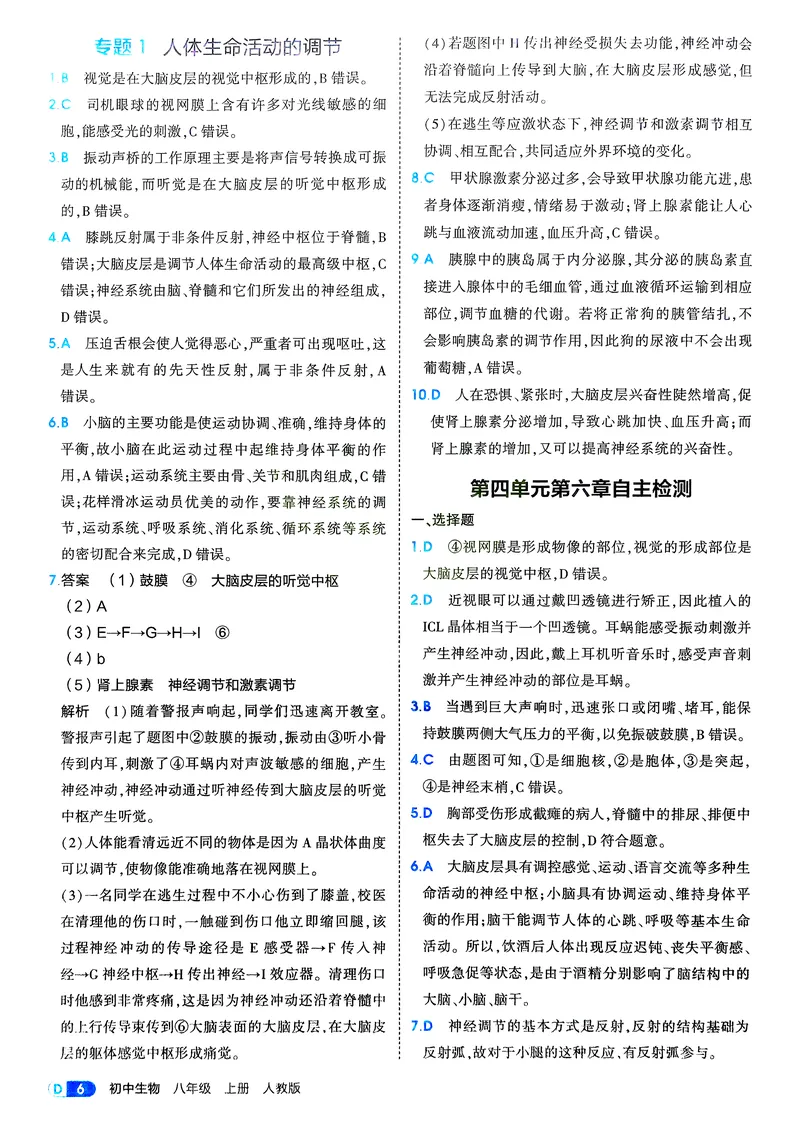 《生物8年级上册解析册_25秋《53同步》初中系列_26版《53同步》八上全科_2026五三同步八上生物》第8页预览
