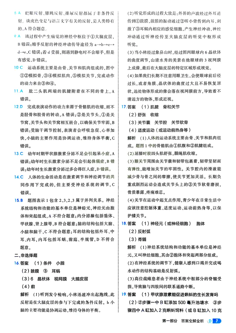 《生物8年级上册解析册_25秋《53同步》初中系列_26版《53同步》八上全科_2026五三同步八上生物》第9页预览