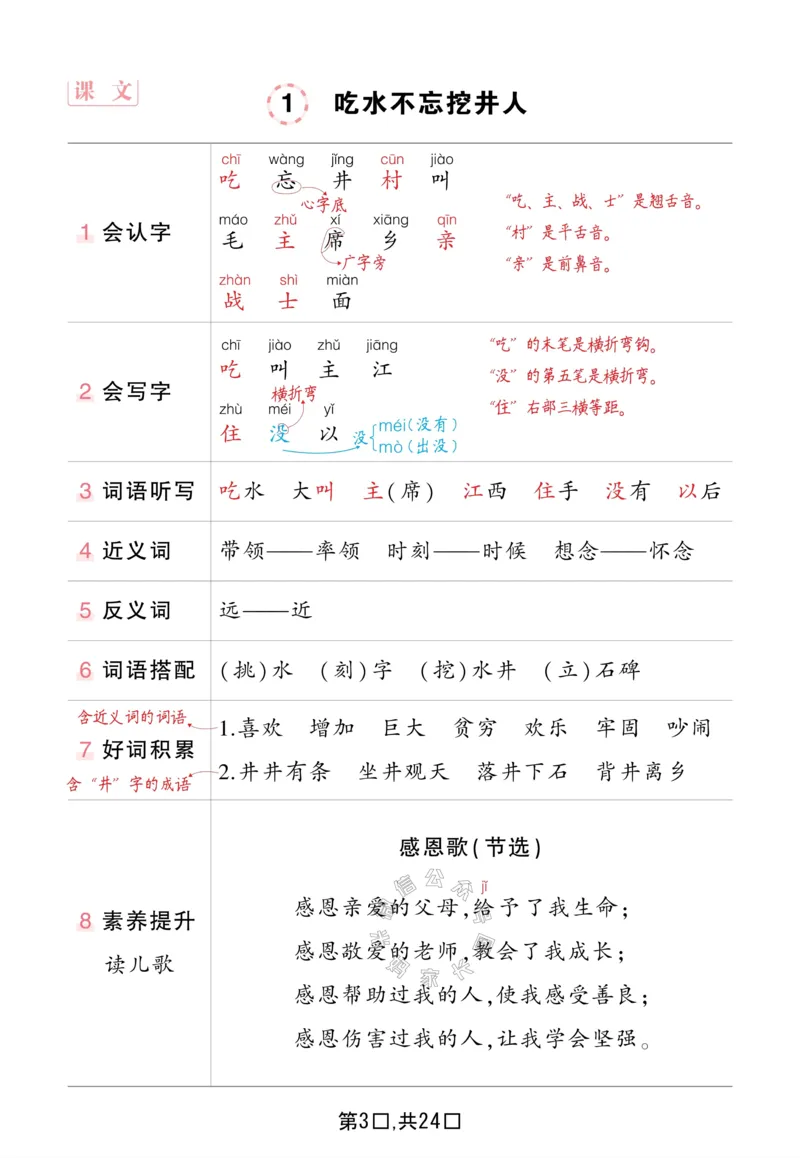 《044.一年级下册语文状元语文笔记（背记清单）_小学1-6年级全科全套_1-6年级全科下册_一年级_其他补充资料_语文资料》第3页预览