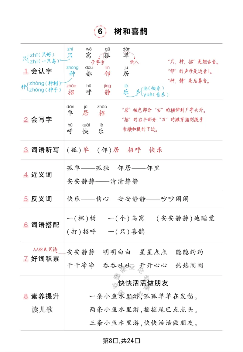 《044.一年级下册语文状元语文笔记（背记清单）_小学1-6年级全科全套_1-6年级全科下册_一年级_其他补充资料_语文资料》第8页预览