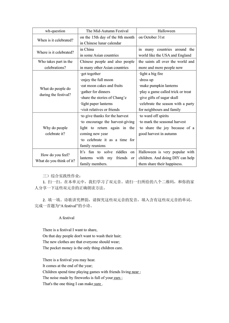 《初中英语七年级上册第五单元Let'scelebrate单元作业_1答案_初中全科目同步习题+精品试卷（7-9年级）_25秋初中英语《同步习题+精品试卷》_初中英语（译林版）试卷_《优秀作业单》_七年级》第2页预览