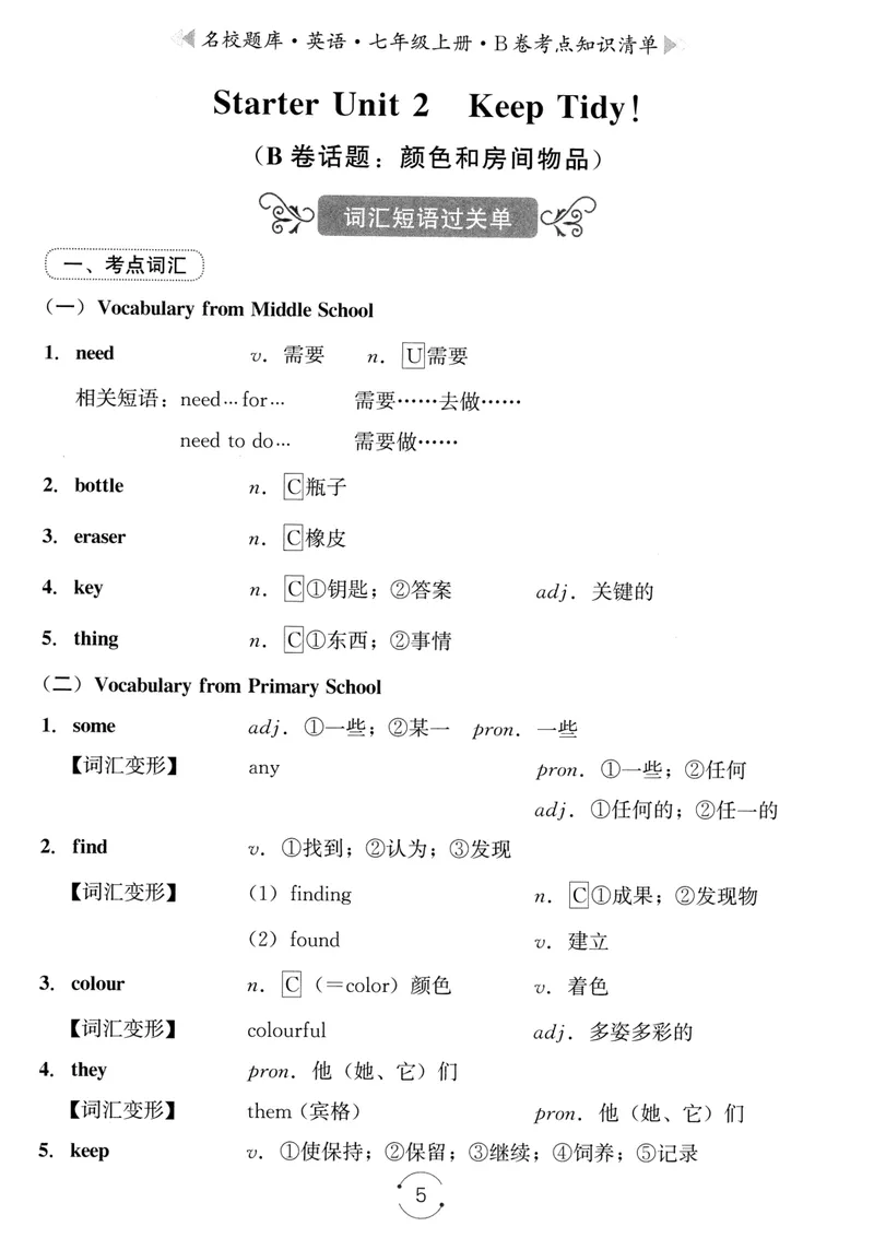《名校题库-英语-7上B卷考点知识清单_初中全科目同步习题+精品试卷（7-9年级）_25秋初中英语《同步习题+精品试卷》_初中英语（人教版）试卷_初中英语7-9年级上册_《名校题库》25秋》第5页预览