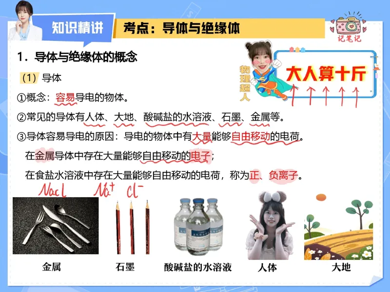 《03.课堂笔记主讲课中笔记_26初三网课_2026初三物理-刘怡-_2025初三秋上自然科学自主学习·TY·A+（3期）-刘怡_03_乘风破浪的电荷》第9页预览