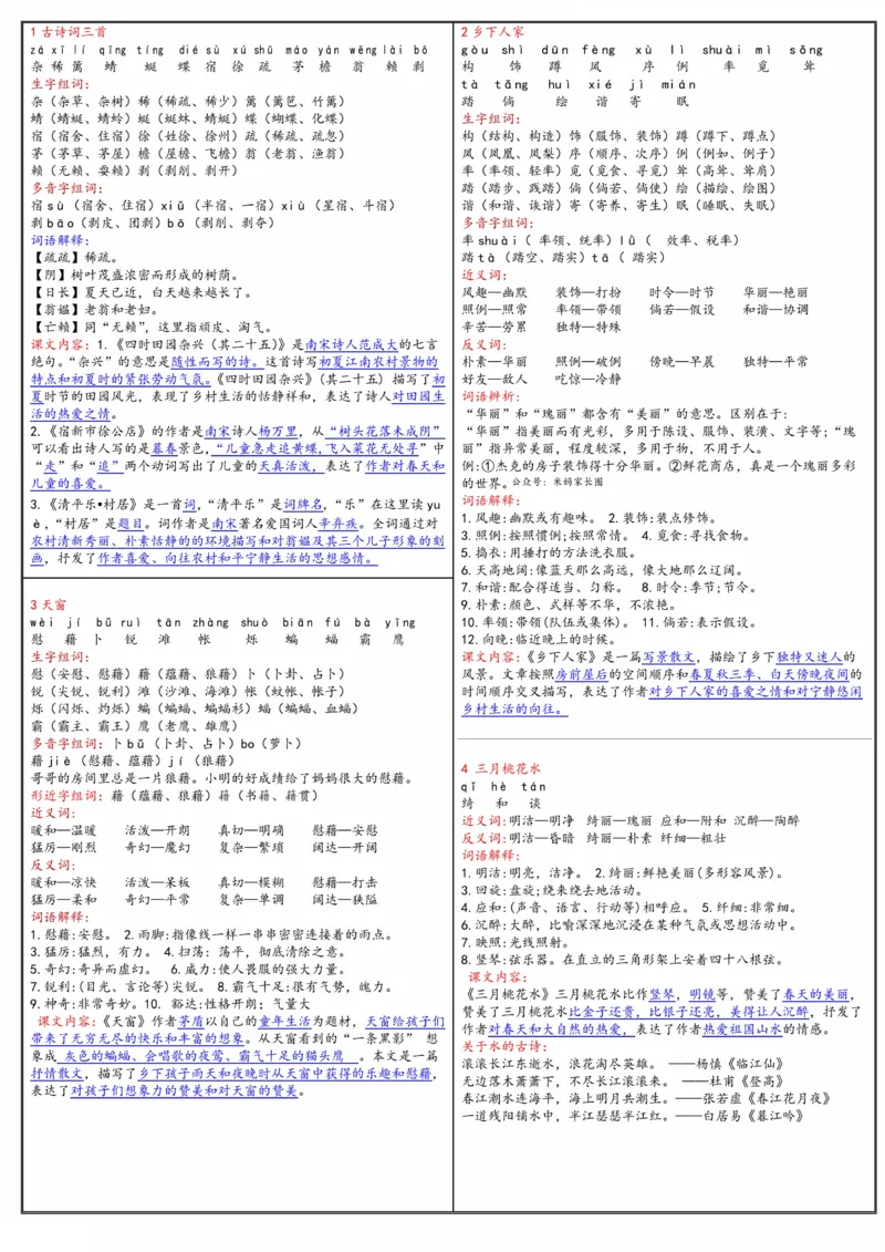《034.24春四年级下册语文1-28每课重点课课贴（含语文园地）公众号：米妈家长圈_小学1-6年级全科全套_1-6年级全科下册_四年级_其他补充资料_语文资料》第1页预览