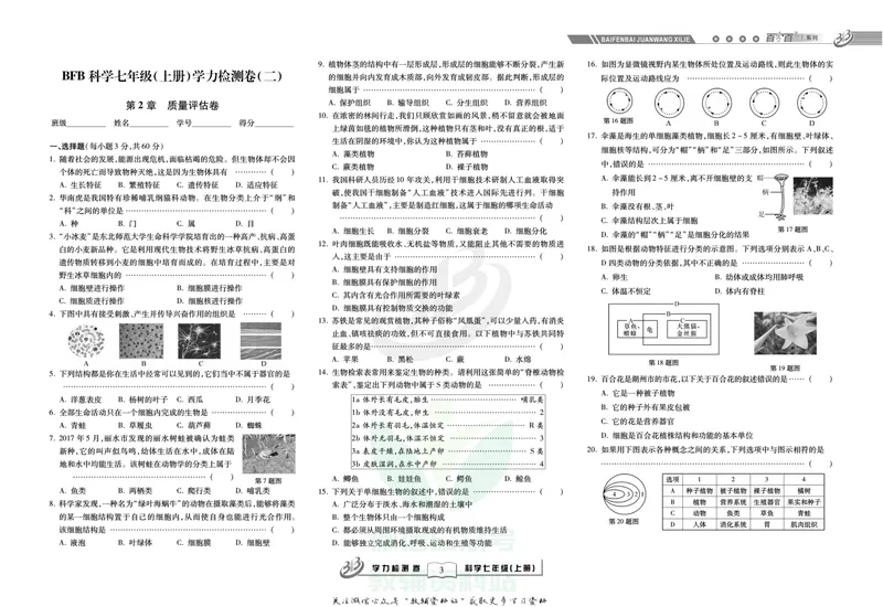 《名师金典七年级上册科学浙教版试卷_初中全科目同步习题+精品试卷（7-9年级）_25秋初中科学《同步习题+精品试卷》_《名师金典》》第3页预览
