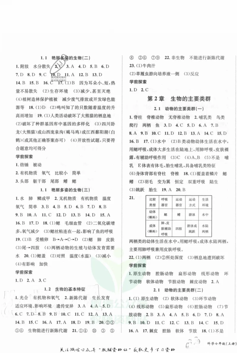 《名师金典七年级上册科学华师版参考答案_初中全科目同步习题+精品试卷（7-9年级）_25秋初中科学《同步习题+精品试卷》_《名师金典》》第3页预览