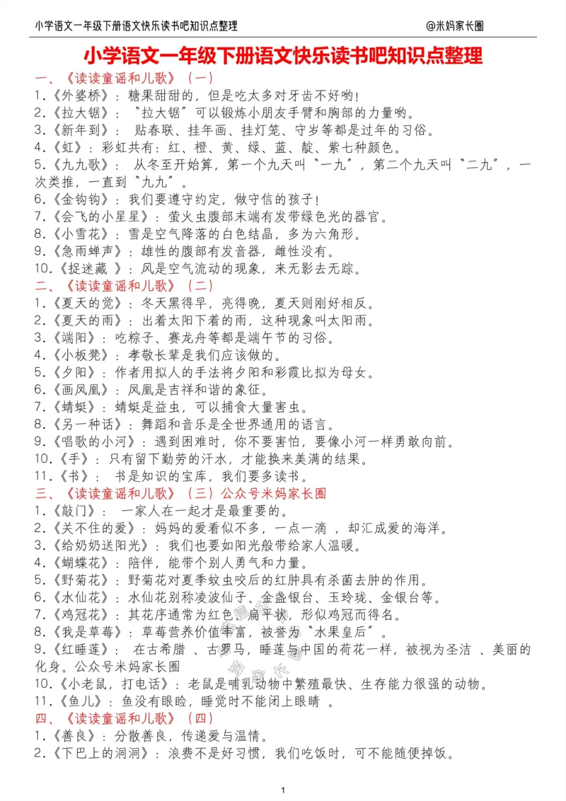 《054.小学语文一年级下册“快乐读书吧”知识整理_小学1-6年级全科全套_1-6年级全科下册_一年级_其他补充资料_语文资料》第1页预览