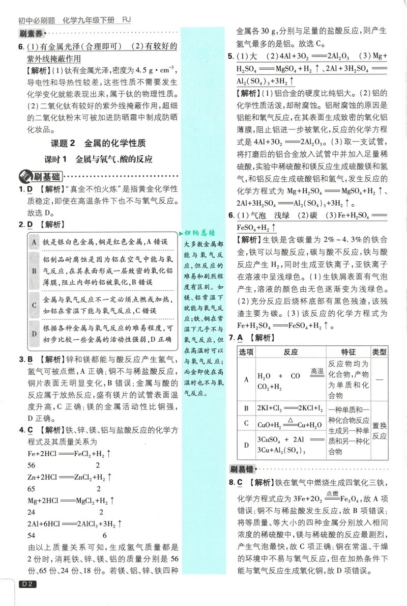 《初中必刷题-9下-化学人教版批注式详答与详析_初中全科目同步习题+精品试卷（7-9年级）_25秋初中化学《同步习题+精品试卷》_初中化学（人教版）试卷_《初中必刷题》2025春》第4页预览