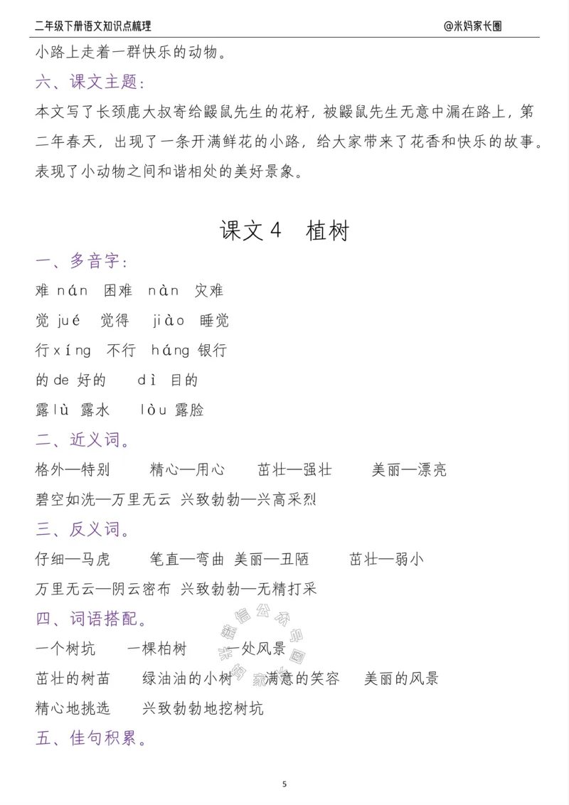 《037.24春二年级语文下册每课知识点梳理公众号：米妈家长圈_小学1-6年级全科全套_1-6年级全科下册_二年级_其他补充资料_语文资料》第5页预览