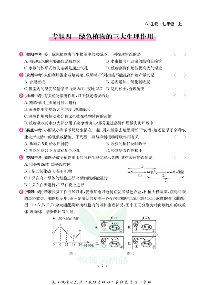 《名师练+考七年级上册生物苏教版专题巩固特训_初中全科目同步习题+精品试卷（7-9年级）_25秋初中生物《同步习题+精品试卷》_初中生物试卷（苏教版）》第8页预览