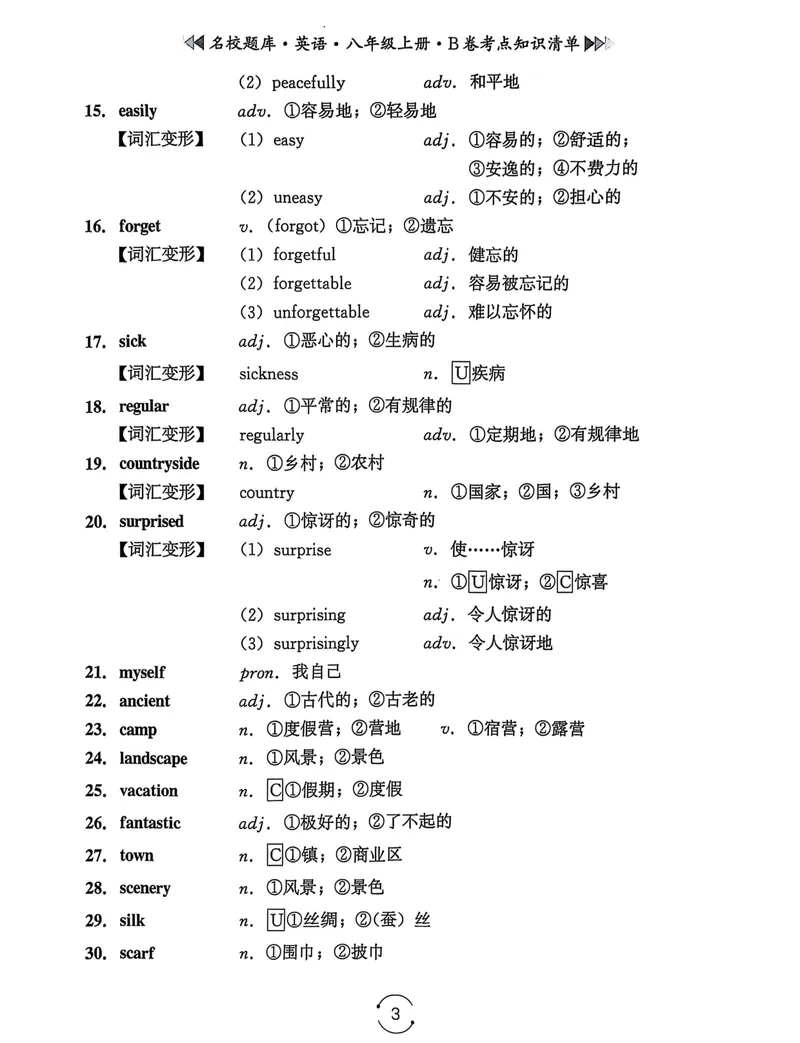 《名校题库-英语-8上B卷考点知识清单_初中全科目同步习题+精品试卷（7-9年级）_25秋初中英语《同步习题+精品试卷》_初中英语（人教版）试卷_初中英语7-9年级上册_《名校题库》25秋》第3页预览
