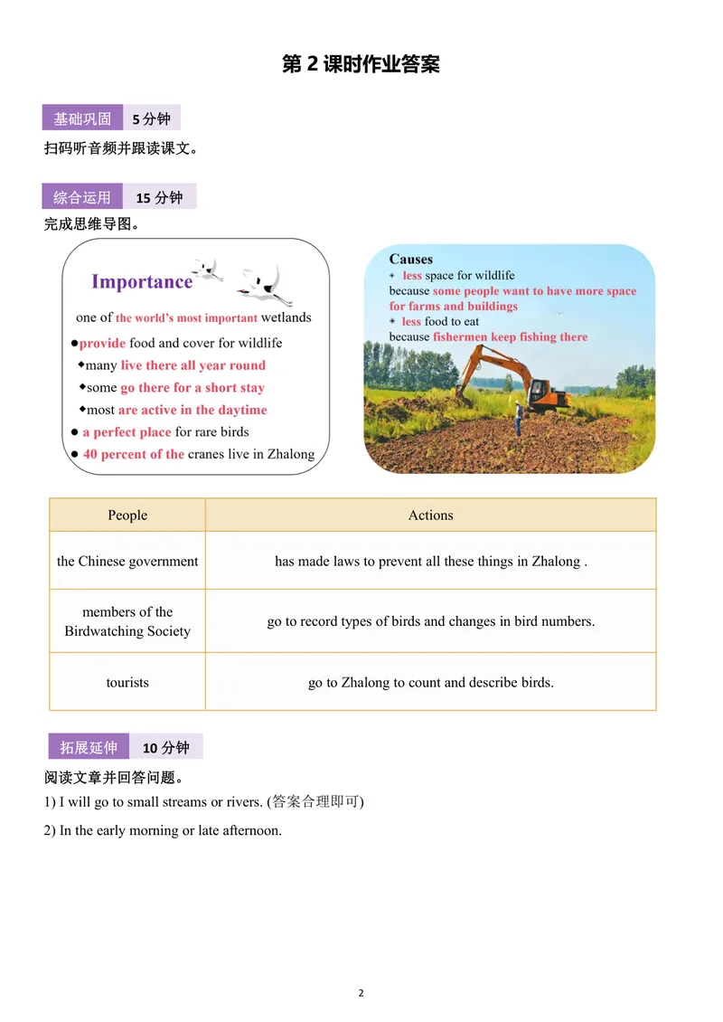 《初中英语八年级上册Unit6Birdwatching单元作业_1答案_初中全科目同步习题+精品试卷（7-9年级）_25秋初中英语《同步习题+精品试卷》_初中英语（译林版）试卷_《优秀作业单》_八年级》第2页预览