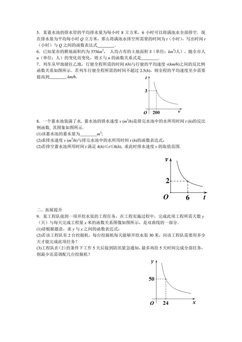 《初中数学+八年级下册+第11章反比例函数+第5课时用反比例函数解决问题（1）作业_0作业_初中全科目同步习题+精品试卷（7-9年级）_25秋初中数学《同步习题+精品试卷》_初中数学苏科版试卷》第2页预览