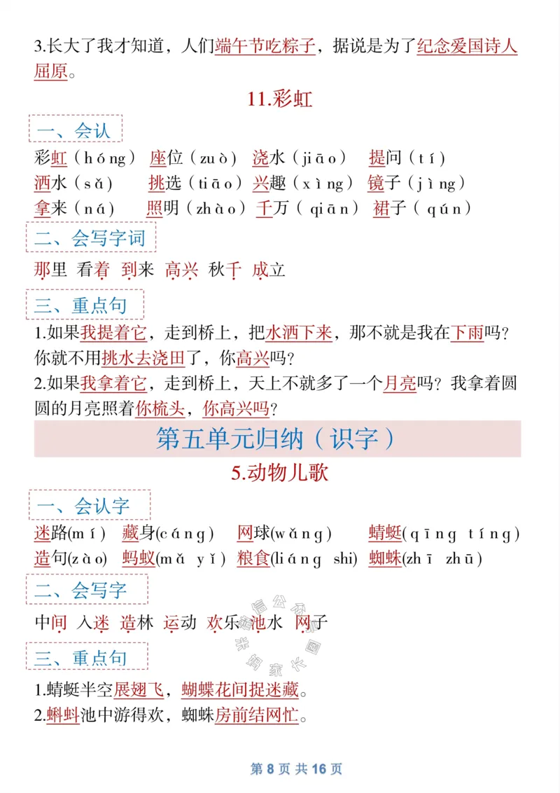 《043.一年级下语文全册识字大全寒假预习_小学1-6年级全科全套_1-6年级全科下册_一年级_其他补充资料_语文资料》第8页预览
