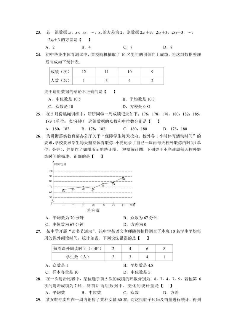 《初中数学八年级下册第20单元数据的分析题库_0作业_初中全科目同步习题+精品试卷（7-9年级）_25秋初中数学《同步习题+精品试卷》_初中数学苏科版试卷_《优秀作业单》_八年级》第4页预览