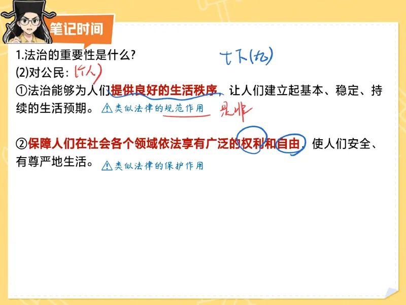 《11.课堂笔记主讲课中笔记_26初三网课_2026初三道法-林阳-_2025初三秋上道法自主学习·TY（2期）-林阳_11_法治社会共建设》第9页预览