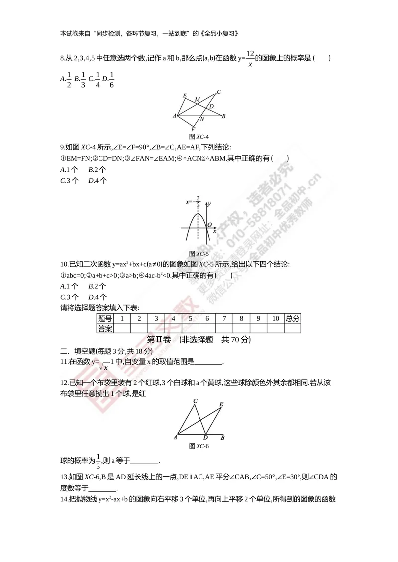 《初中总复习综合测试_初中全科目同步习题+精品试卷（7-9年级）_25秋初中数学《同步习题+精品试卷》_初中数学人教版试卷_初中数学人教版7-9年级上册_《全品期末复习卷》》第2页预览