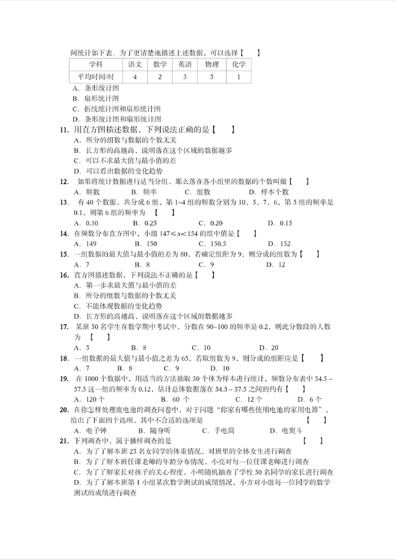 《初中数学七年级下册第10单元数据的收集整理与描述题库_0作业_初中全科目同步习题+精品试卷（7-9年级）_25秋初中数学《同步习题+精品试卷》_初中数学苏科版试卷_《优秀作业单》_七年级》第2页预览
