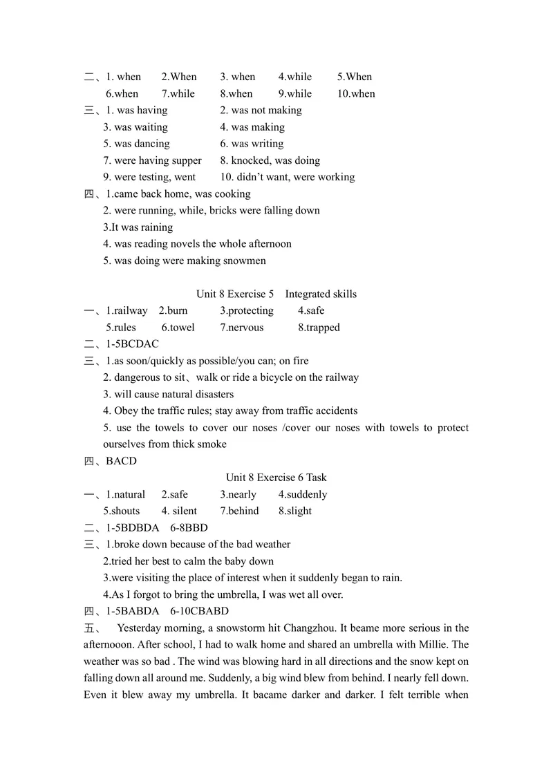 《初中英语八年级上册第8单元Naturaldisasters作业_1答案_初中全科目同步习题+精品试卷（7-9年级）_25秋初中英语《同步习题+精品试卷》_初中英语（译林版）试卷_《优秀作业单》_八年级》第2页预览