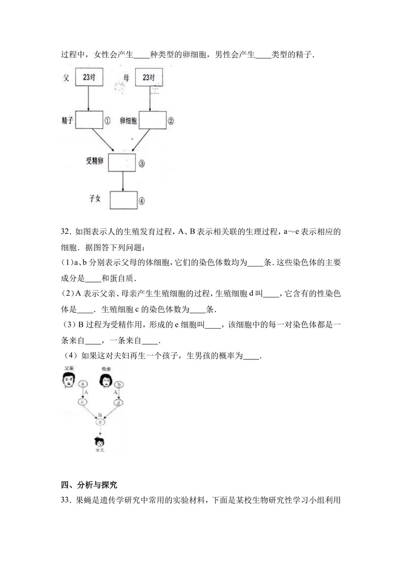 《四川省成都市金堂县土桥学区2016-2017学年八年级（下）第一次月考生物试卷（解析版）_初中全科目同步习题+精品试卷（7-9年级）_25秋初中生物《同步习题+精品试卷》_《真题试卷》》第4页预览