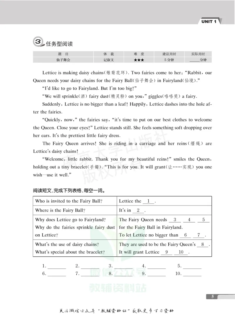 《小学生英语四合一阅读组合训练.五年级·提高版_小学1-6年级全科全套_2024更新专题_小学英语专题资料_3~6年级英语四合一阅读组合训练》第10页预览
