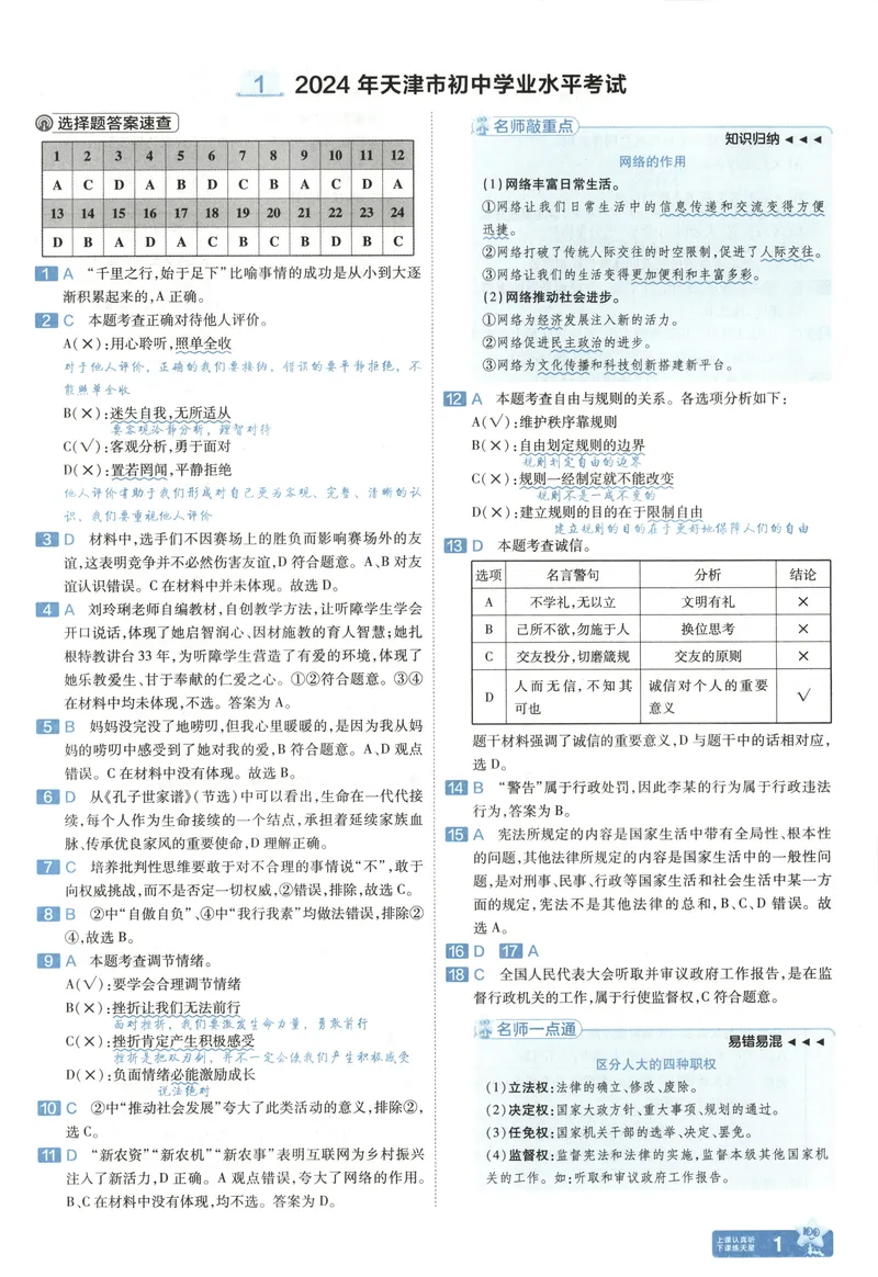《2025《全国各省市45套•中考试卷汇编》道法答案_2025版金考卷《45套中考试卷汇编》初中7科全（全国、各地多版本）》第4页预览