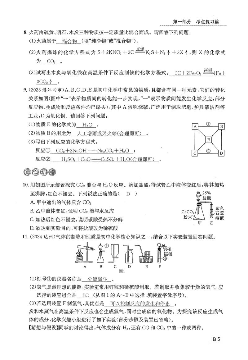 《新动力-一品中考螺旋复习法-化学-B精练本教师用书_初中全科目同步习题+精品试卷（7-9年级）_25秋初中化学《同步习题+精品试卷》_初中化学（人教版）试卷_《一品中考螺旋复习法》25春》第7页预览