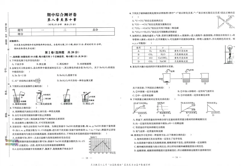 《思维新观察-化学-RJ-9下-试卷_初中全科目同步习题+精品试卷（7-9年级）_25秋初中化学《同步习题+精品试卷》_初中化学（人教版）试卷_《思维新观察》》第7页预览