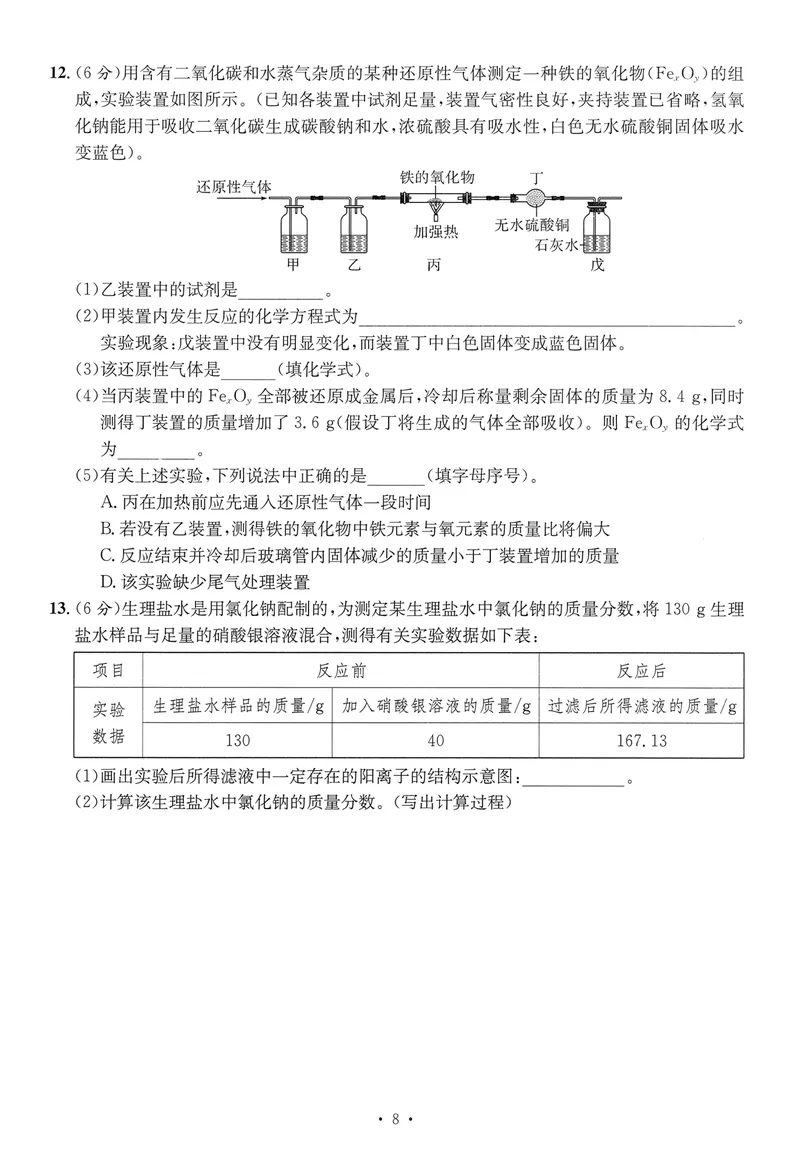 《新动力-一品中考螺旋提升卷-化学_初中全科目同步习题+精品试卷（7-9年级）_25秋初中化学《同步习题+精品试卷》_初中化学（人教版）试卷_《一品中考螺旋复习法》25春》第9页预览
