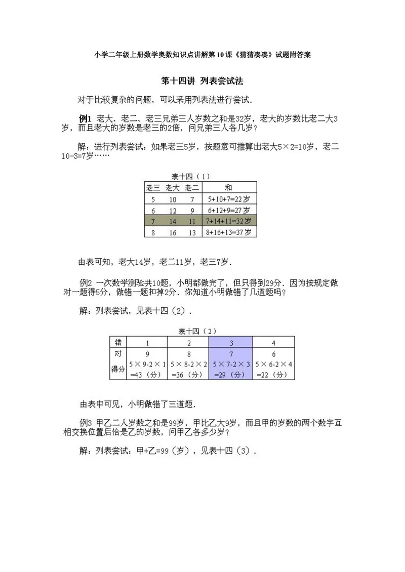 《小学二年级上册数学奥数知识点讲解第10课《猜猜凑凑》试题附答案_小学1-6年级全科全套_2024更新专题_小学奥数专题资料_2、小学奥数二年级》第1页预览