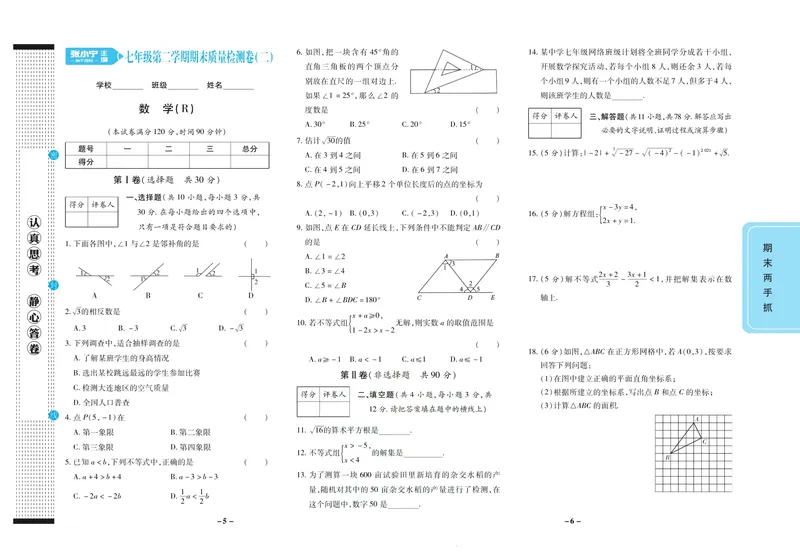 《期末两手抓七年级下册数学人教版_初中全科目同步习题+精品试卷（7-9年级）_25秋初中数学《同步习题+精品试卷》_初中数学人教版试卷_初中数学人教版7-9年级上册_《期末两手抓》》第4页预览