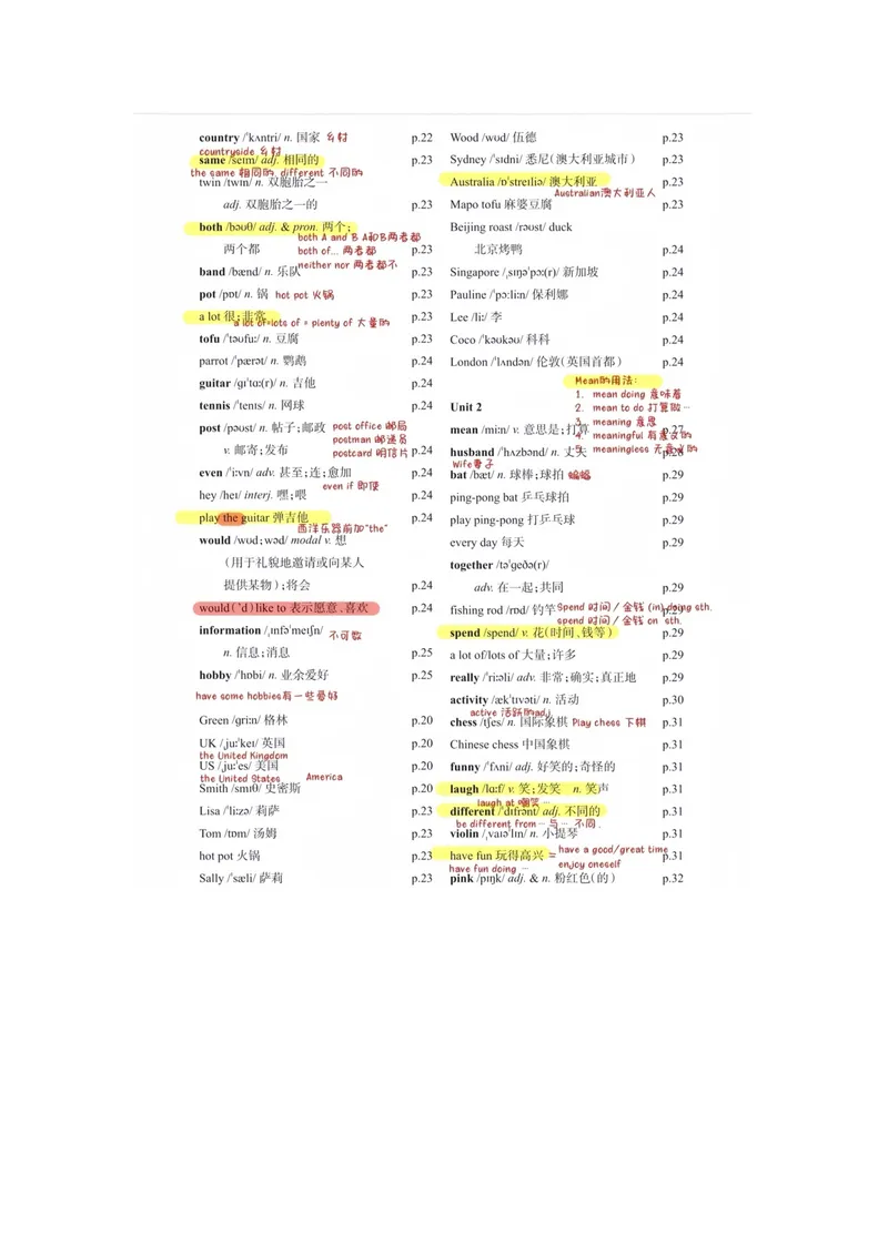 《2024年人教版七年级英语上册初中部分单词笔记_🌲七年级课堂笔记_2026版初中《新教材教材笔记+单词笔记》7年级上册（英语）（人教）》第2页预览