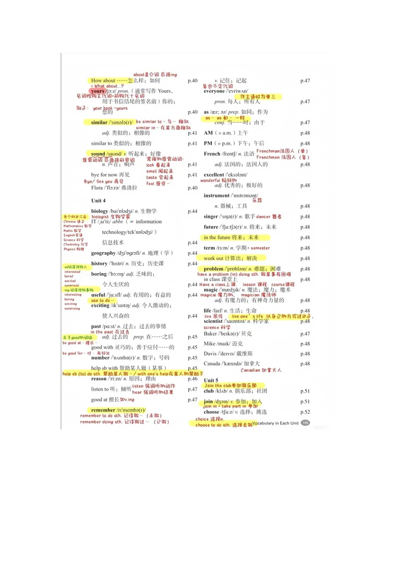 《2024年人教版七年级英语上册初中部分单词笔记_🌲七年级课堂笔记_2026版初中《新教材教材笔记+单词笔记》7年级上册（英语）（人教）》第4页预览