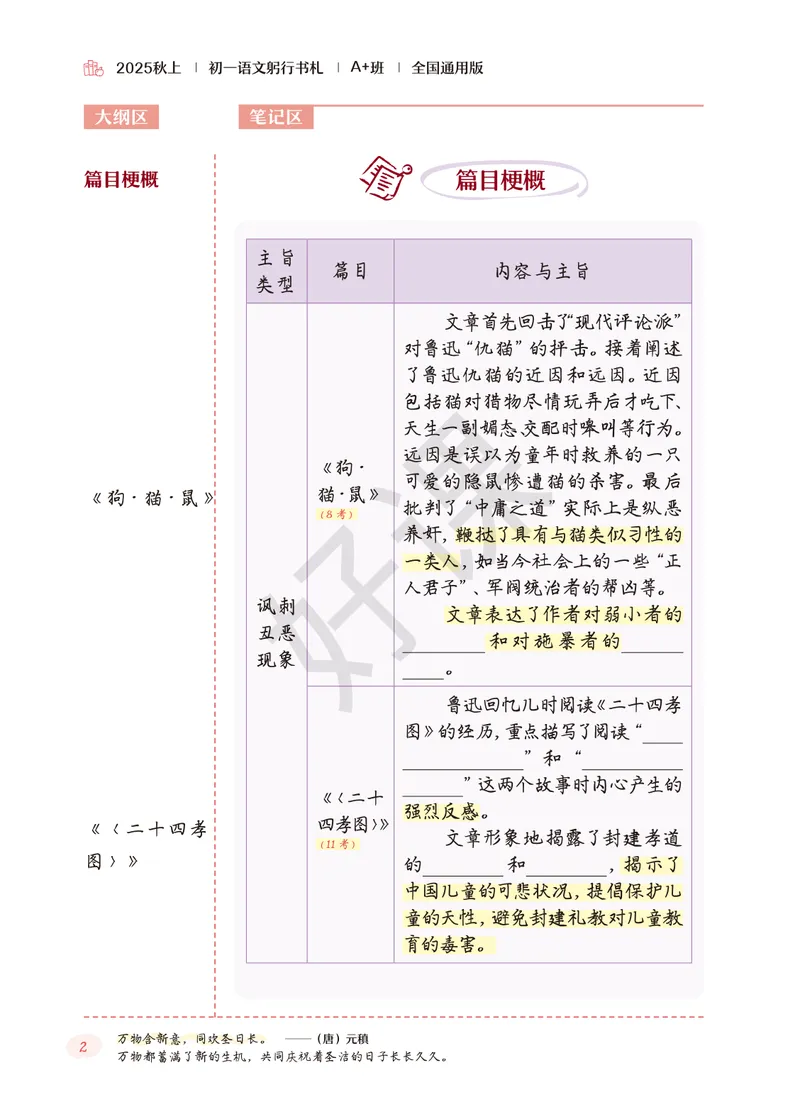 《02.2025秋上初一语文躬行书札_A+班_全国通用版_26初一网课_2026初一语文-金鸽-_2025初一秋上人文创作自主学习TY·A+(3期)-金鸽_课程资料》第6页预览