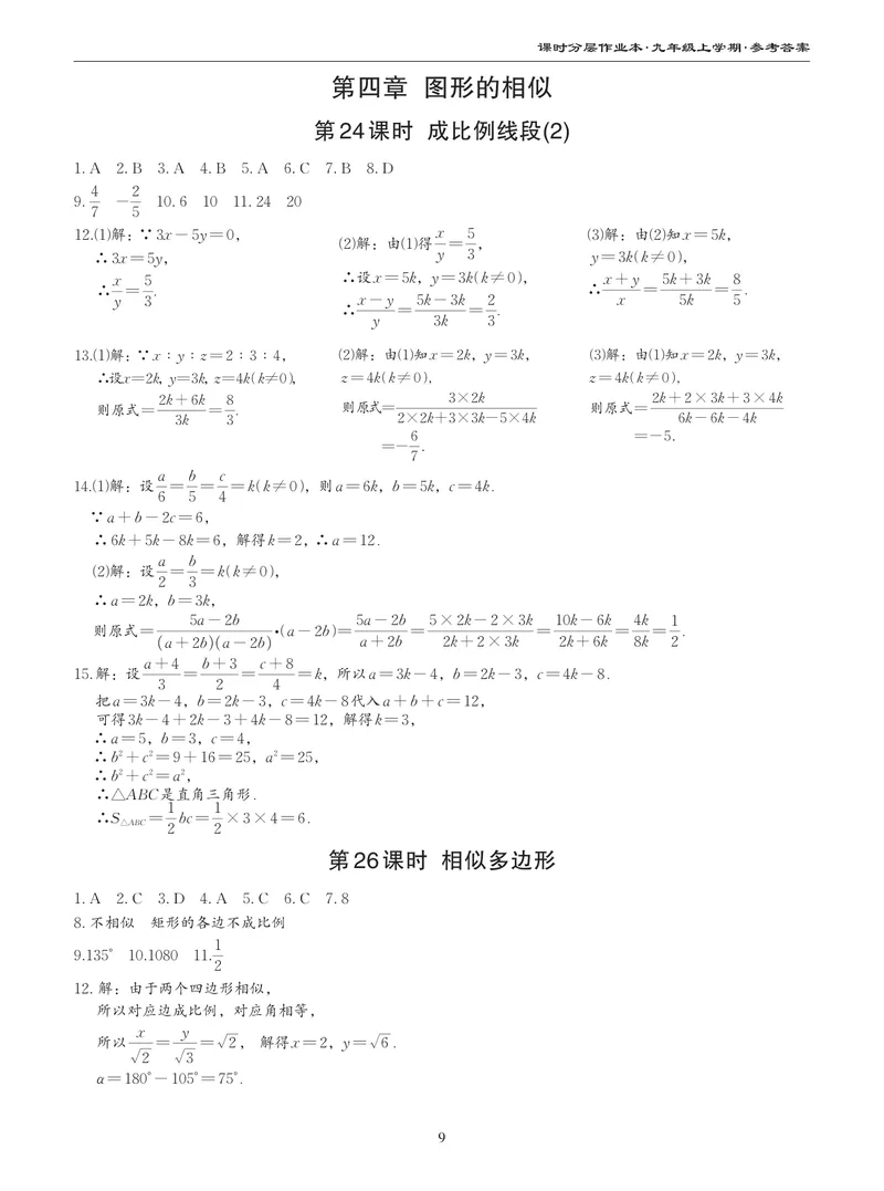 《柚学-课时分层作业本-数学-9上B部分答案_初中全科目同步习题+精品试卷（7-9年级）_25秋初中数学《同步习题+精品试卷》_初中数学北师大试卷_上册_《课时分层作业本》2025版》第9页预览