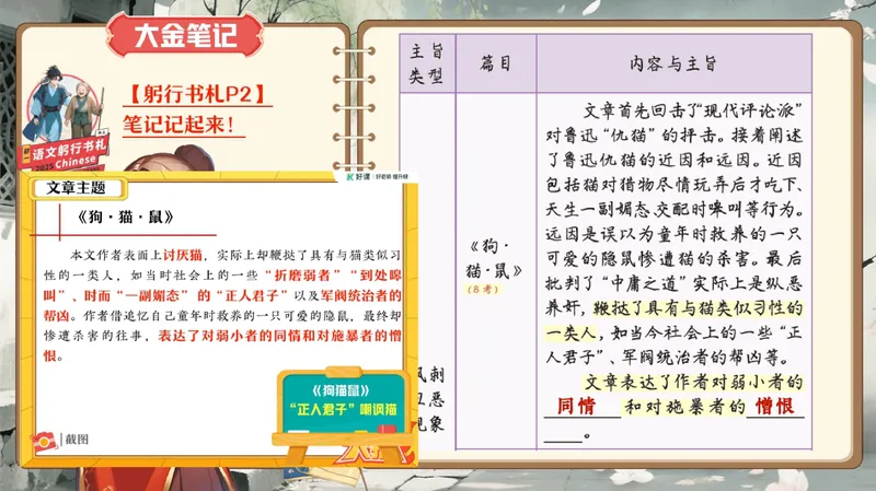 《03.课堂笔记主讲课中笔记_26初一网课_2026初一语文-金鸽-_2025初一秋上人文创作自主学习TY·A+（3期）-金鸽_03_古文感知咏雪浸雅趣，期行阐诚信》第2页预览