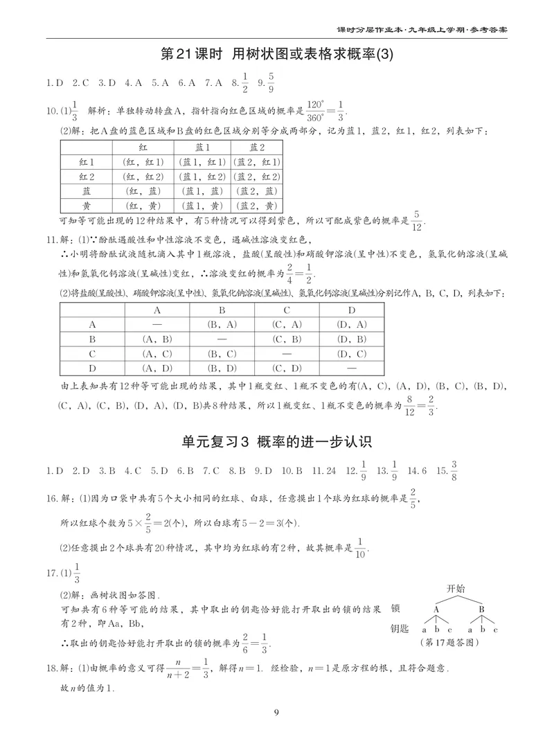《柚学-课时分层作业本-数学-9上A部分答案_初中全科目同步习题+精品试卷（7-9年级）_25秋初中数学《同步习题+精品试卷》_初中数学北师大试卷_上册_《课时分层作业本》2025版》第9页预览