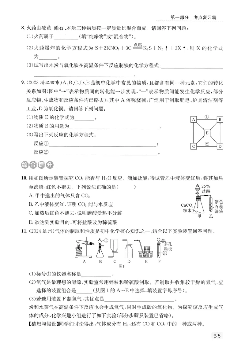 《新动力-一品中考螺旋复习法-化学-B精练本_初中全科目同步习题+精品试卷（7-9年级）_25秋初中化学《同步习题+精品试卷》_初中化学（人教版）试卷_《一品中考螺旋复习法》25春》第9页预览
