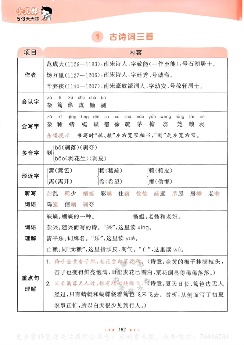 《059.24春语文53天天练四年级下册课堂笔记公众号：米妈家长圈_小学1-6年级全科全套_1-6年级全科下册_四年级_其他补充资料_语文资料》第3页预览