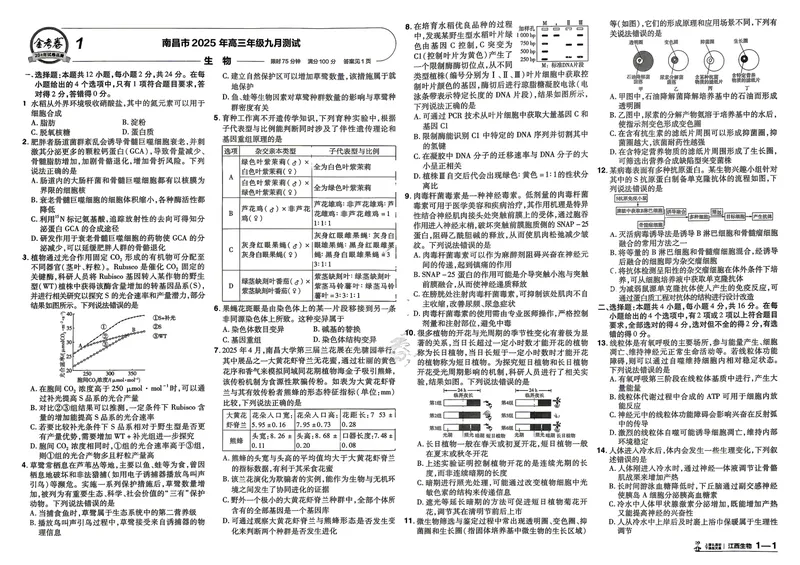 《45套卷A3_2027金考卷45套_2027《天星教育•金考卷优秀模拟试卷汇编45套》(高考)(地区版)_2027《天星教育•金考卷优秀模拟试卷汇编45套》(高考)(物化生)(江西专用)》第3页预览