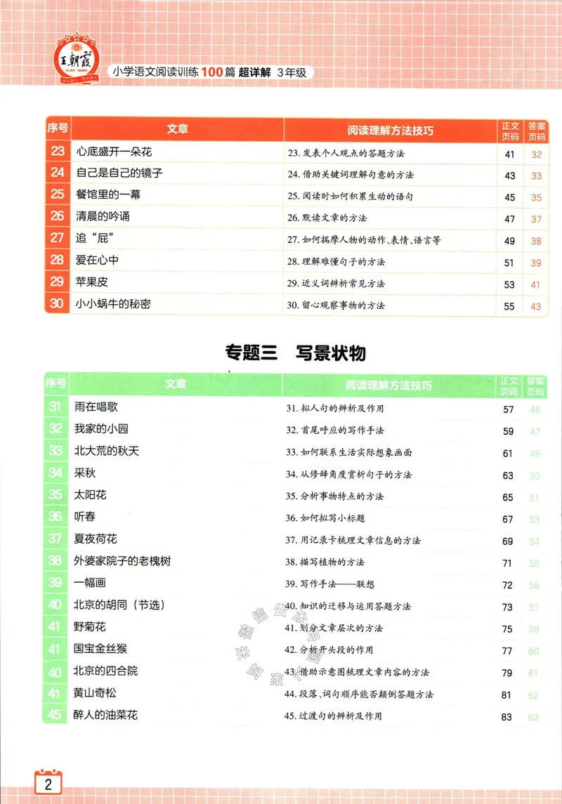 《067.王朝霞小学语文阅读训练100篇三年级（有答案）公众号：米妈家长圈_小学1-6年级全科全套_1-6年级全科下册_三年级_其他补充资料_语文资料》第9页预览