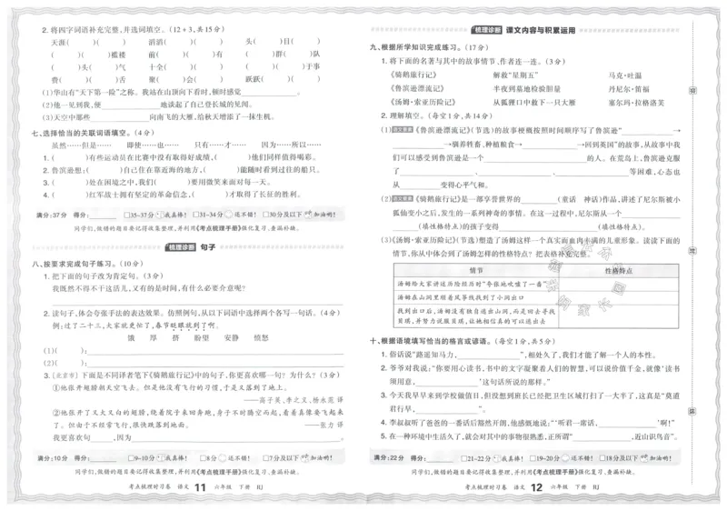 《057.24春语文王朝霞考点梳理时习卷六年级下册（有答案）_小学1-6年级全科全套_1-6年级全科下册_六年级_其他补充资料_语文资料》第9页预览