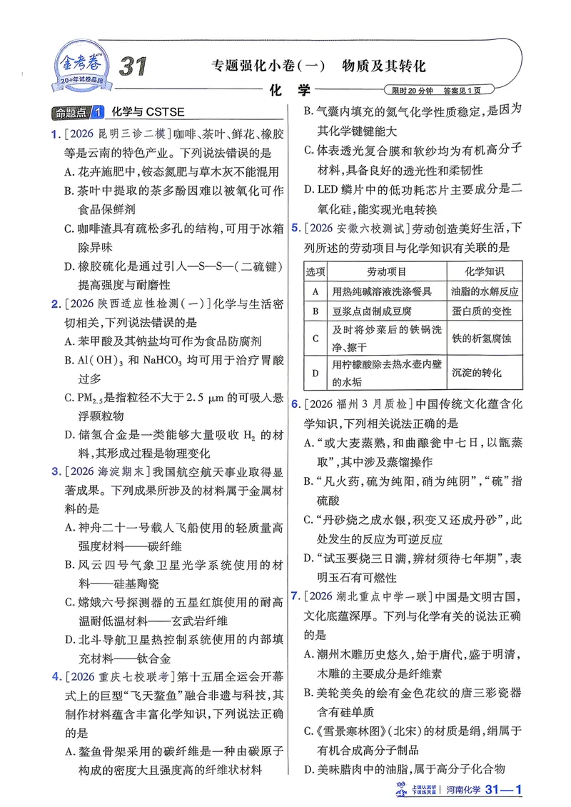 《强化小卷_2027金考卷45套_2027《天星教育•金考卷优秀模拟试卷汇编45套》(高考)(地区版)_2027《天星教育•金考卷优秀模拟试卷汇编45套》(高考)(物化生)(河南专用)》第3页预览