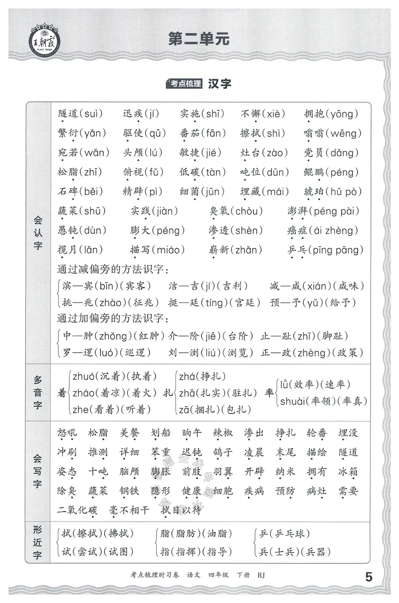 《061.24春语文王朝霞考点梳理时习卷四年级下册考点梳理手册公众号：米妈家长圈_小学1-6年级全科全套_1-6年级全科下册_四年级_其他补充资料_语文资料》第6页预览