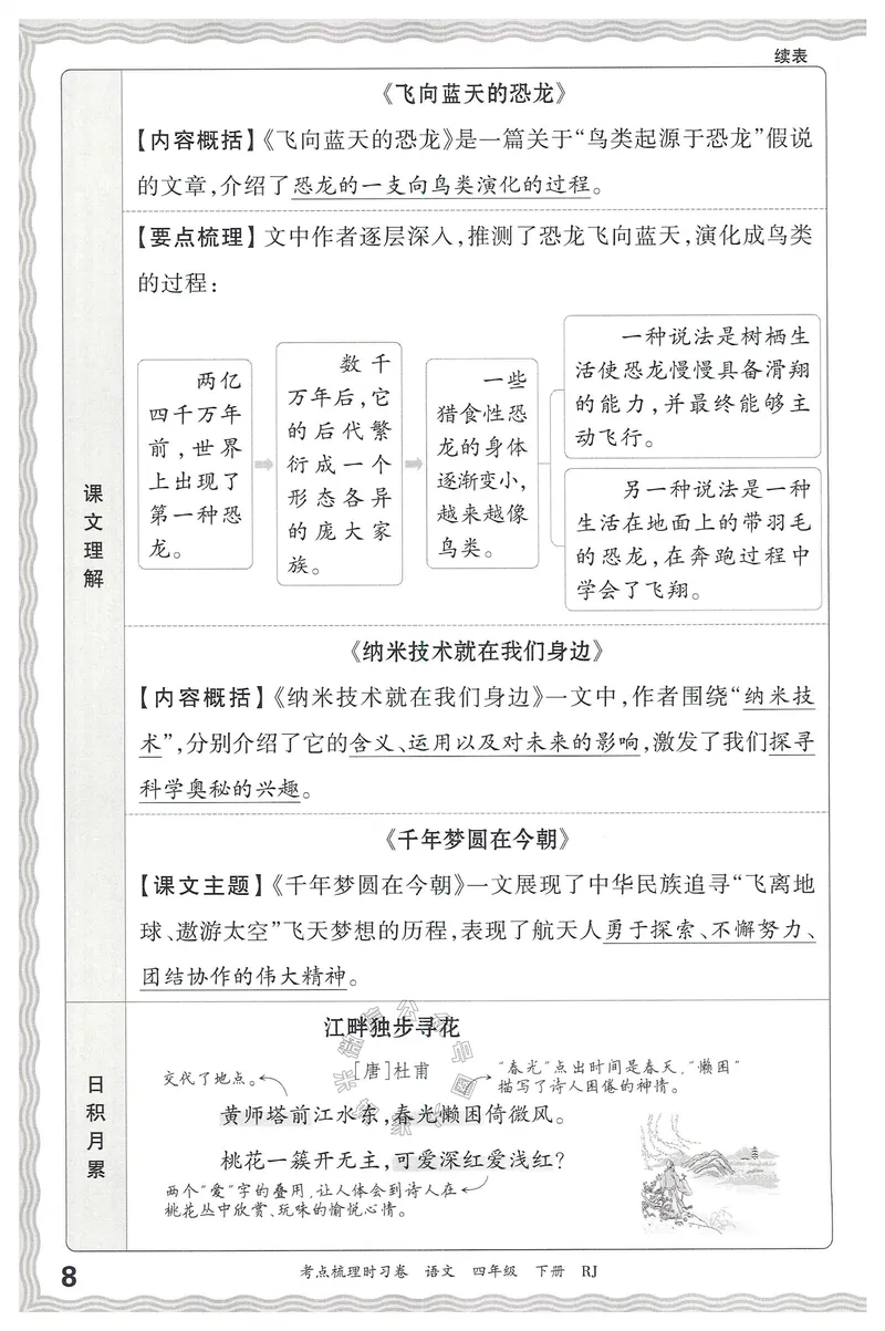 《061.24春语文王朝霞考点梳理时习卷四年级下册考点梳理手册公众号：米妈家长圈_小学1-6年级全科全套_1-6年级全科下册_四年级_其他补充资料_语文资料》第9页预览